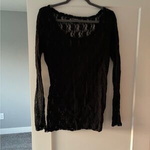 Express Black Lace Long Sleeve Top